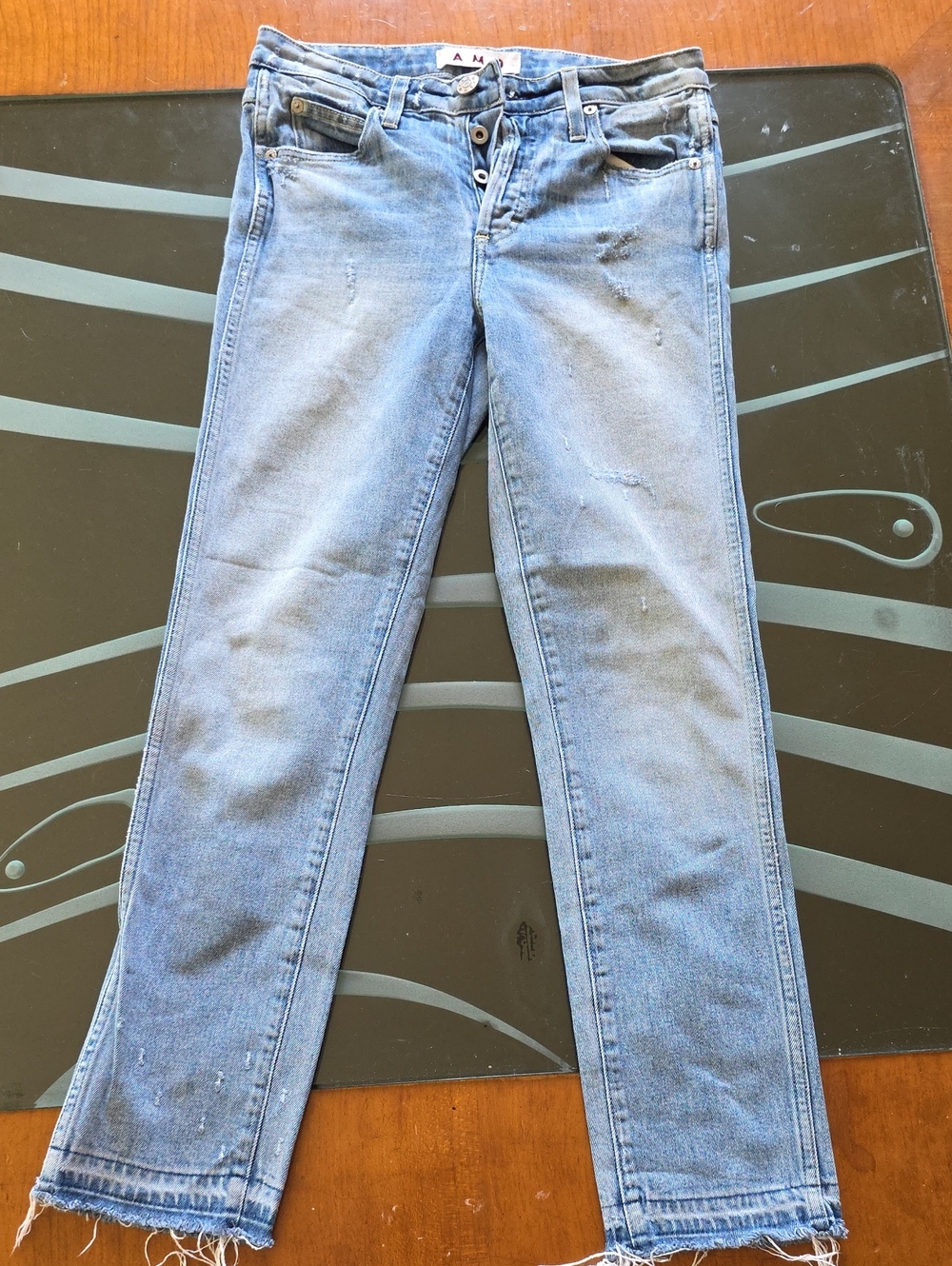AMO Light Blue High-Rise Slim Straight Jeans